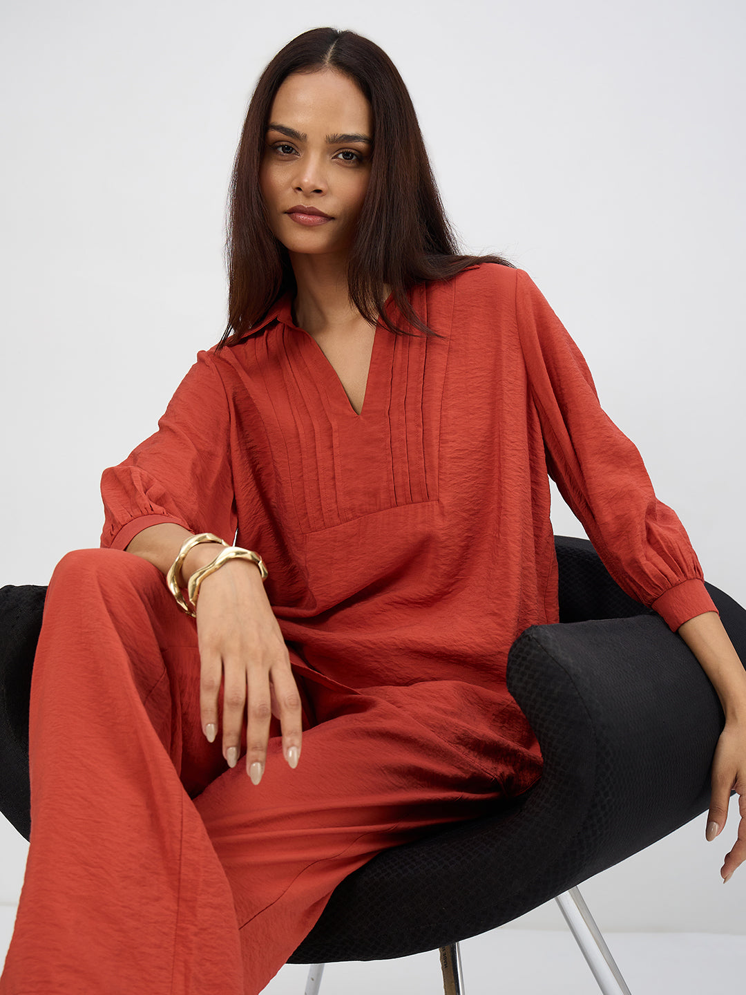 Rust Pleat Detail Co-Ord