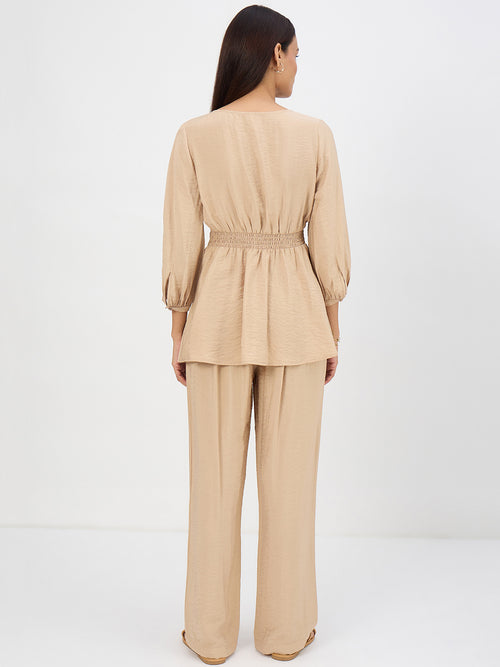 Beige Corset Detail Co-Ord