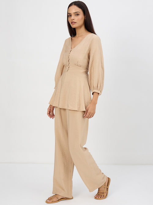 Beige Corset Detail Co-Ord