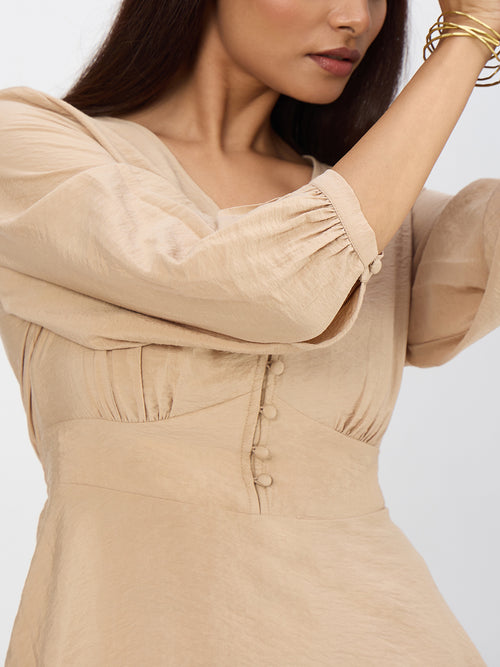 Beige Corset Detail Co-Ord