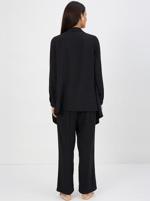 Black Asymmetric Button Down Co-Ord