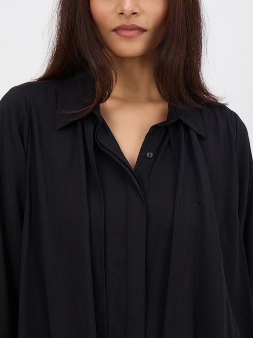 Black Asymmetric Button Down Co-Ord