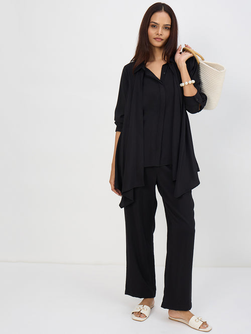 Black Asymmetric Button Down Co-Ord