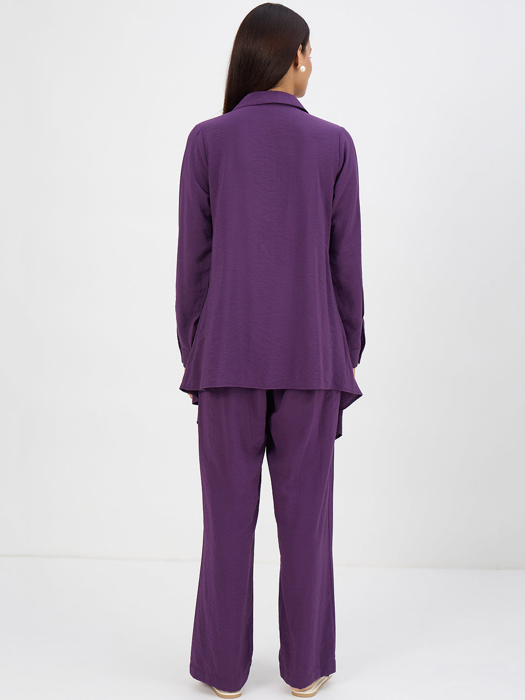 Deep Purple Asymmetric Button Down Co-Ord
