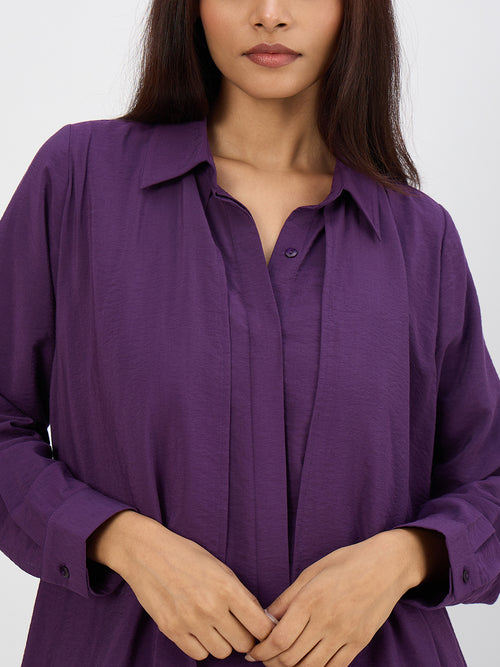Deep Purple Asymmetric Button Down Co-Ord