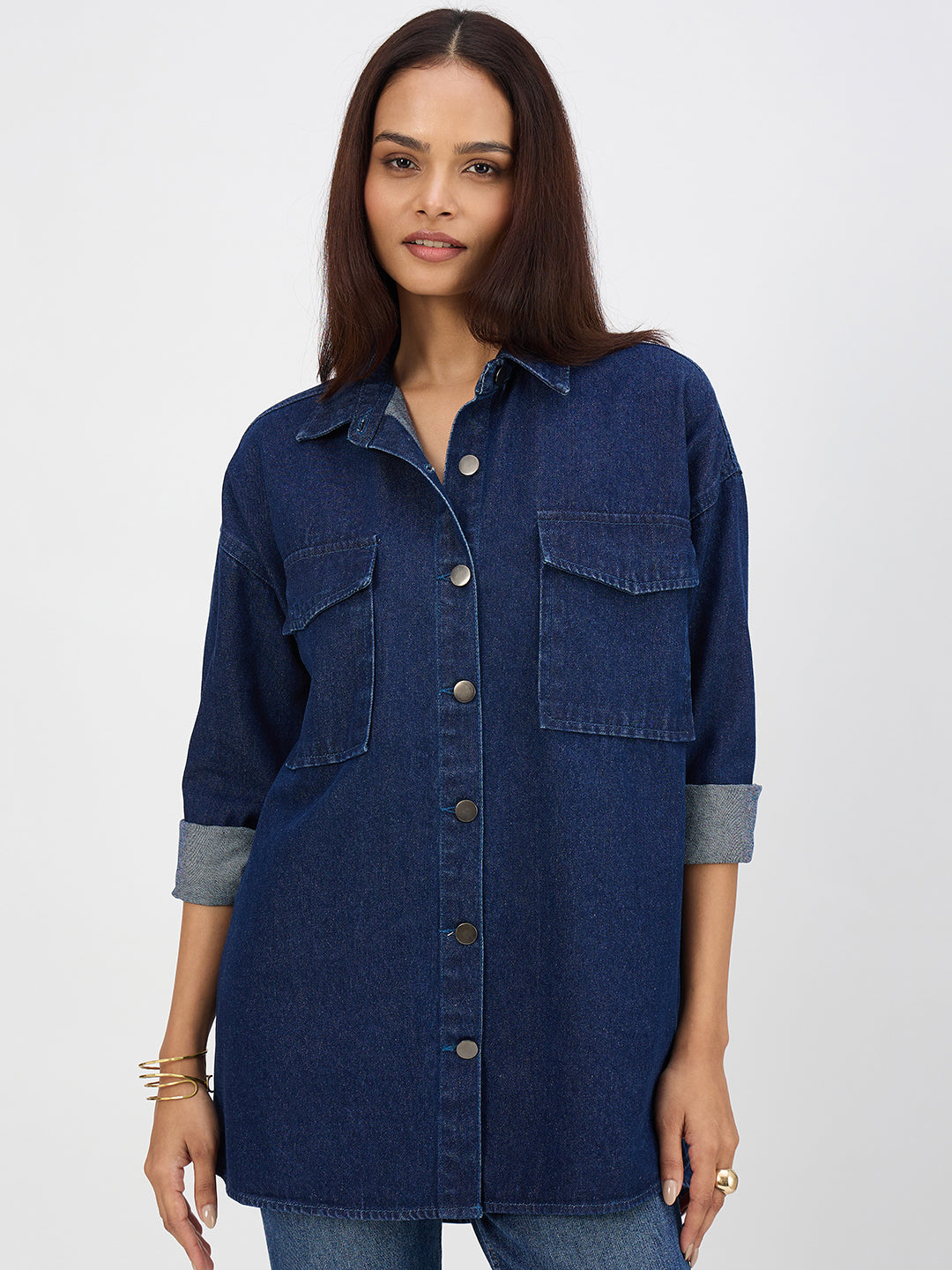 Navy Oversize Denim Shirt