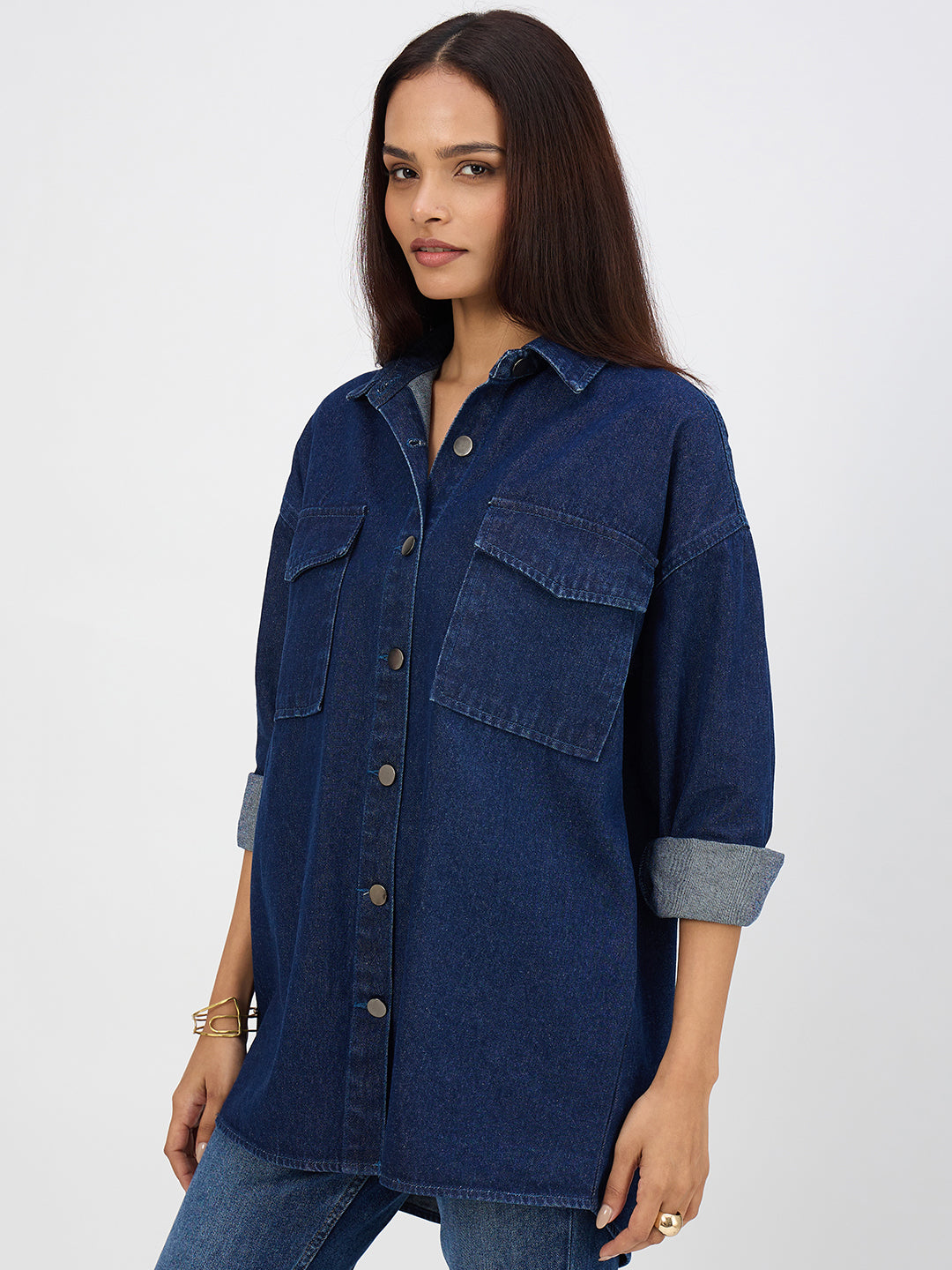 Navy Oversize Denim Shirt
