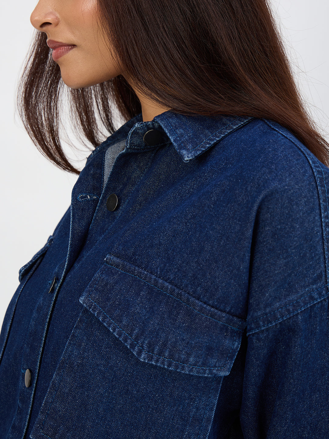 Navy Oversize Denim Shirt