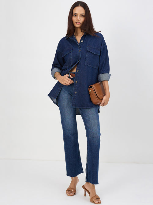 Navy Oversize Denim Shirt