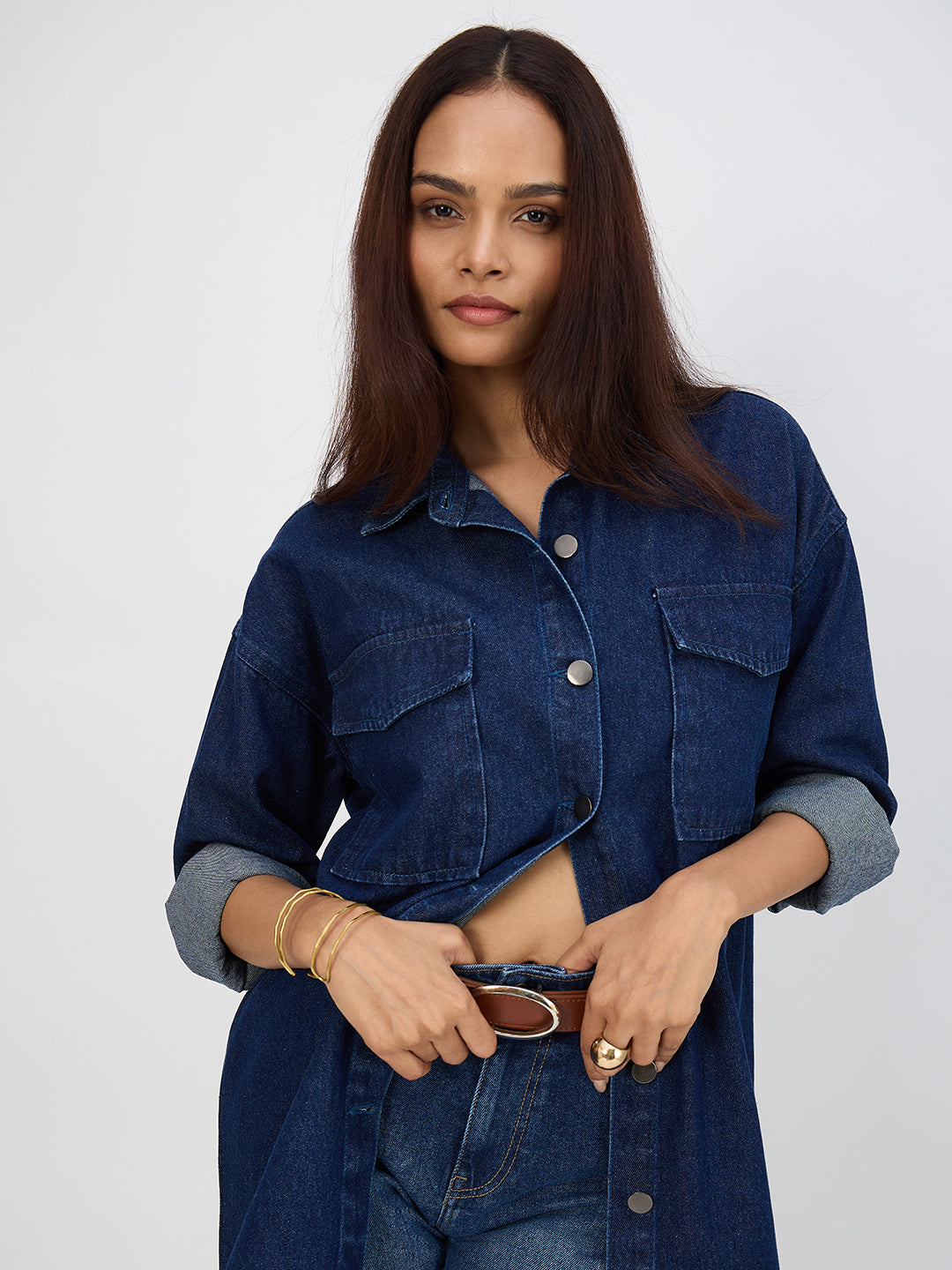 Navy Oversize Denim Shirt