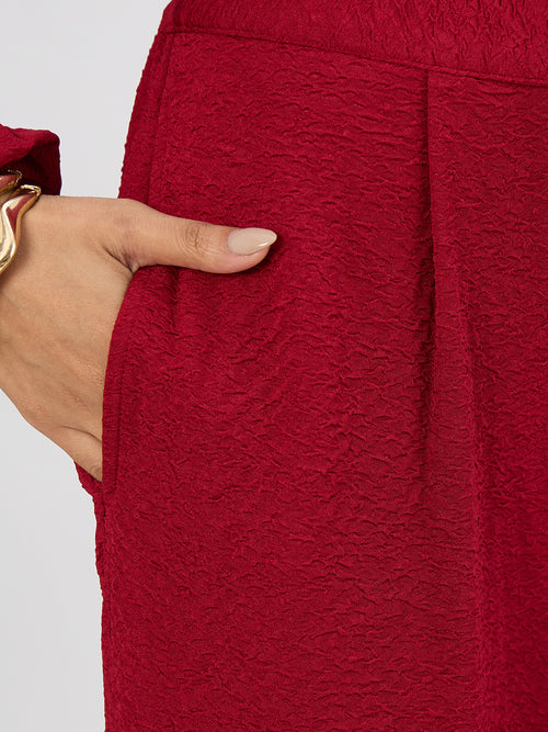 Deep Red Textured Wrap Co-Ord