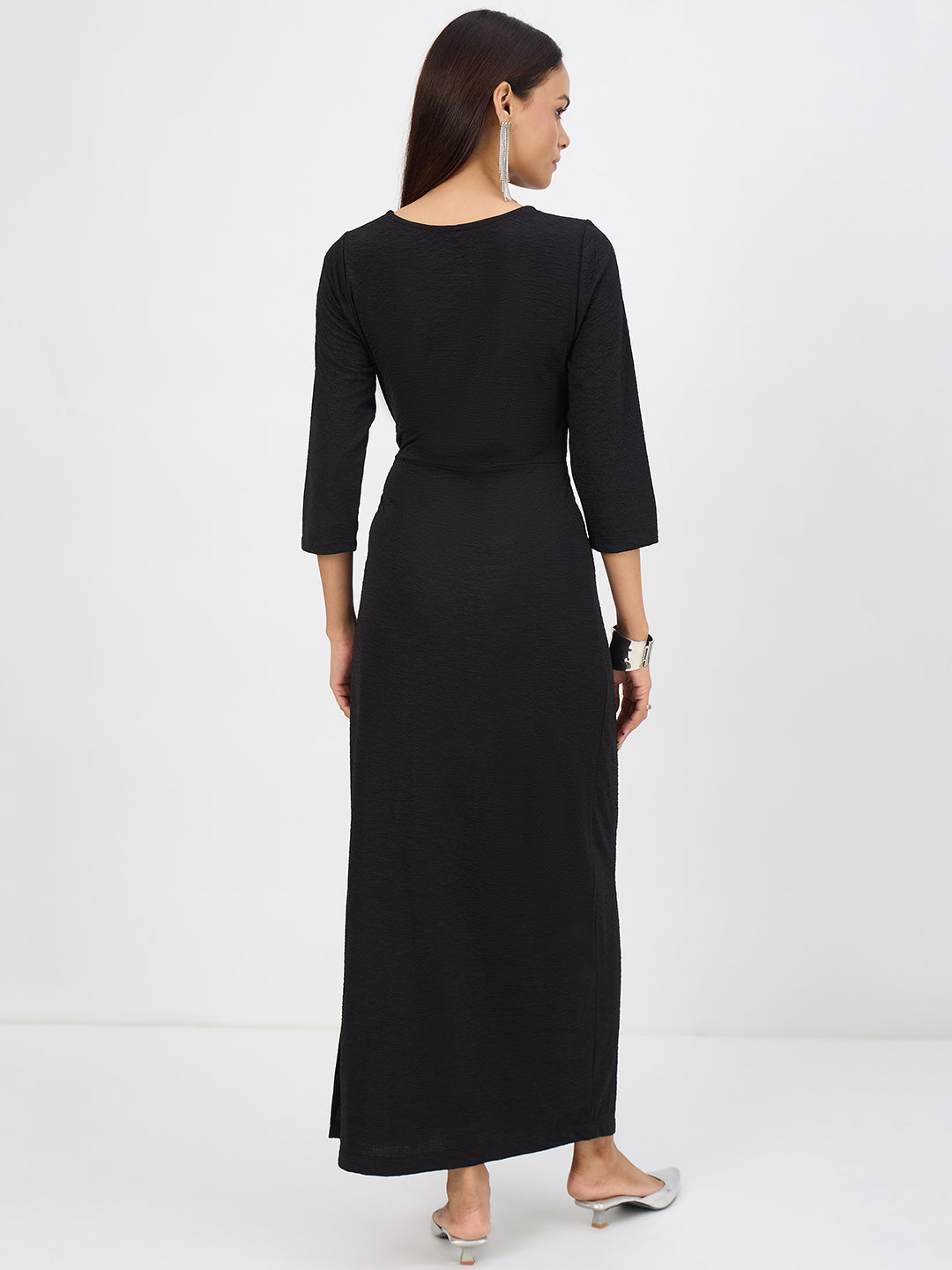Black Tie-Up Maxi Dress
