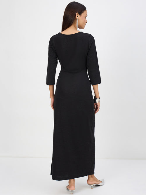Black Tie-Up Maxi Dress
