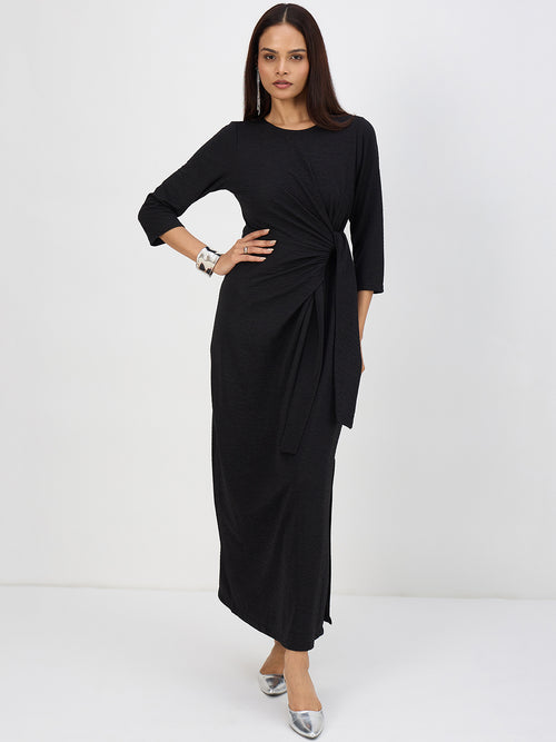 Black Tie-Up Maxi Dress