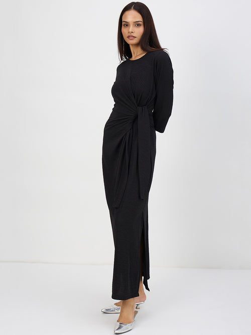Black Tie-Up Maxi Dress