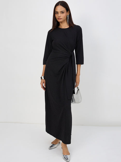 Black Tie-Up Maxi Dress