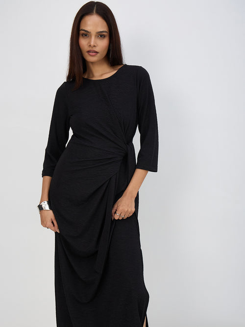 Black Tie-Up Maxi Dress