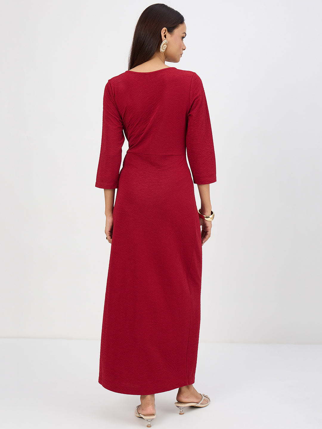 Deep Red Tie-Up Maxi Dress