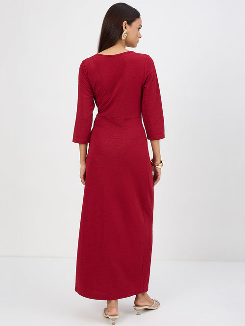 Deep Red Tie-Up Maxi Dress