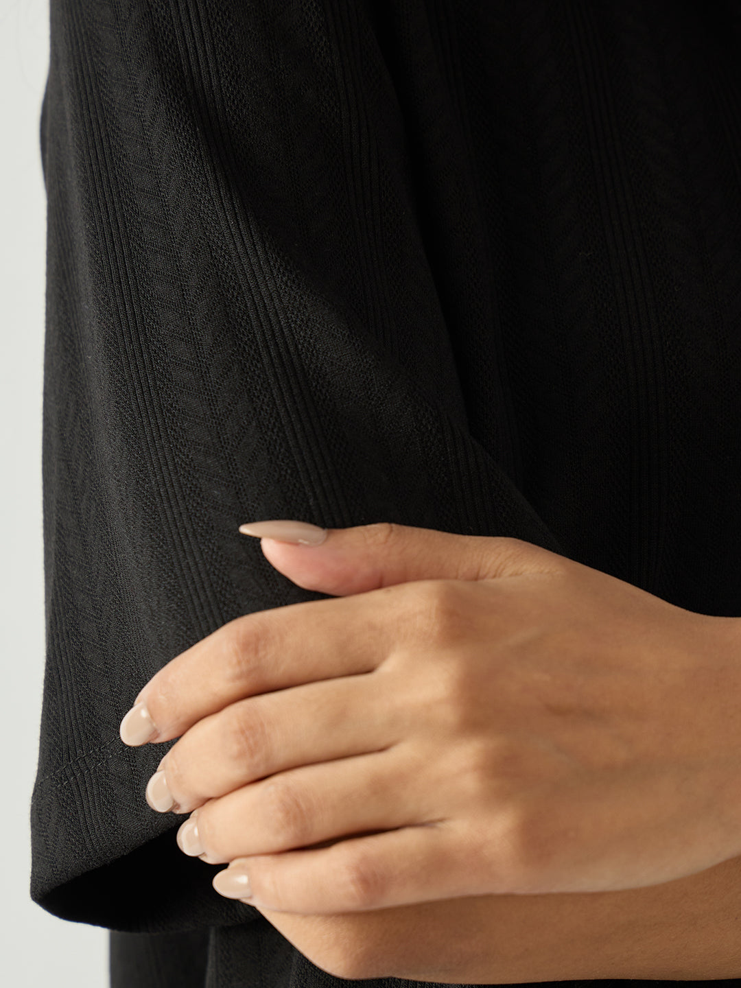 Black Pleat Detail Textured Jersey Co-Ord Set