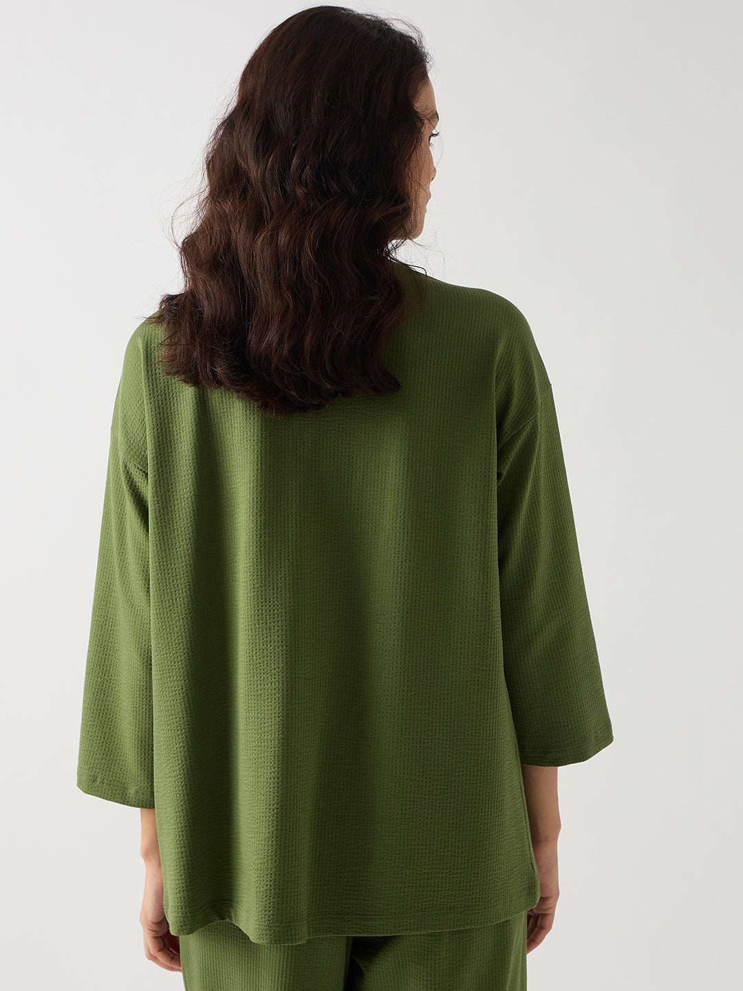 Green Seersucker Cotton Knit Shirt