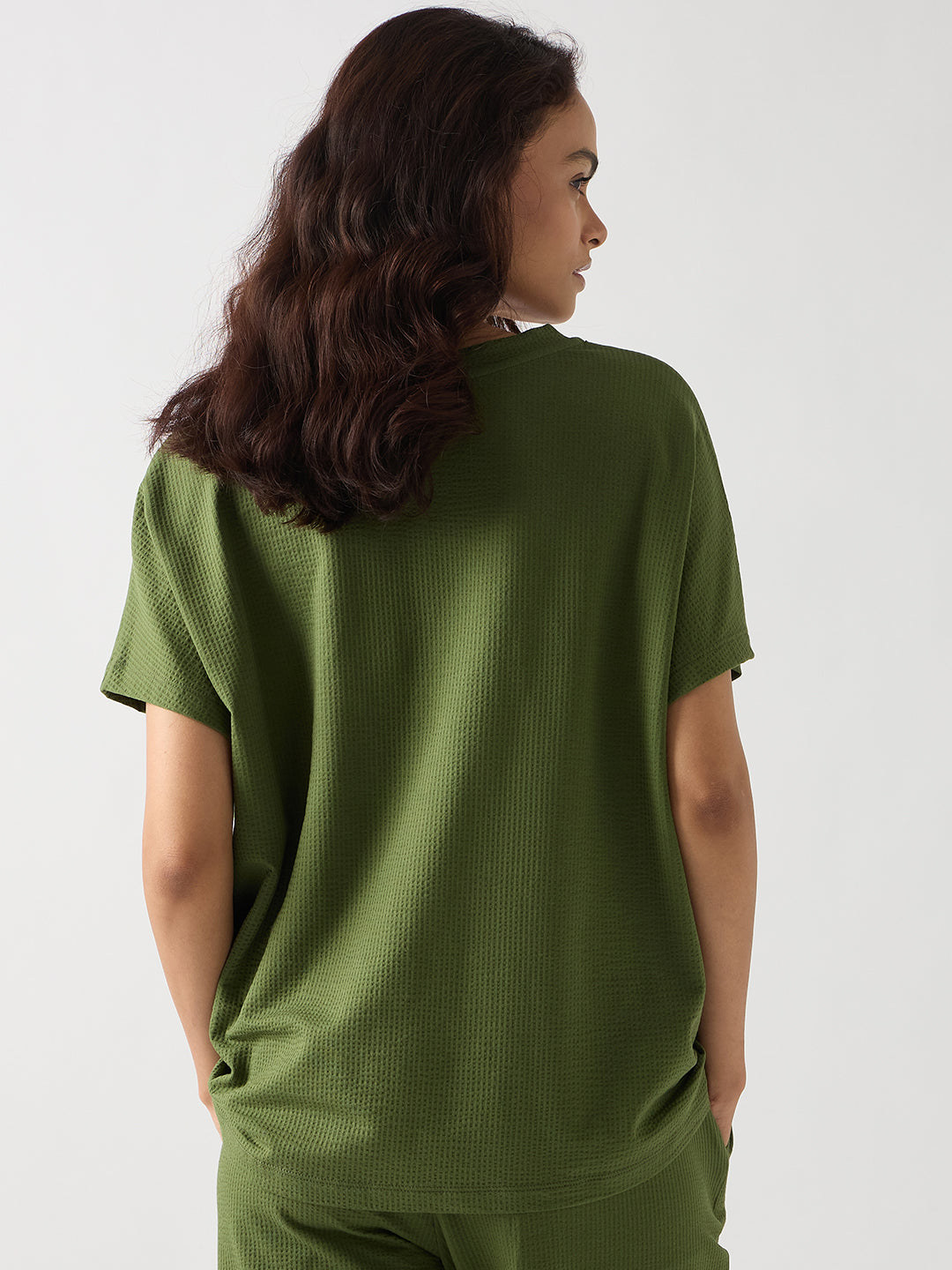 Green Seersucker Cotton Knit T-Shirt