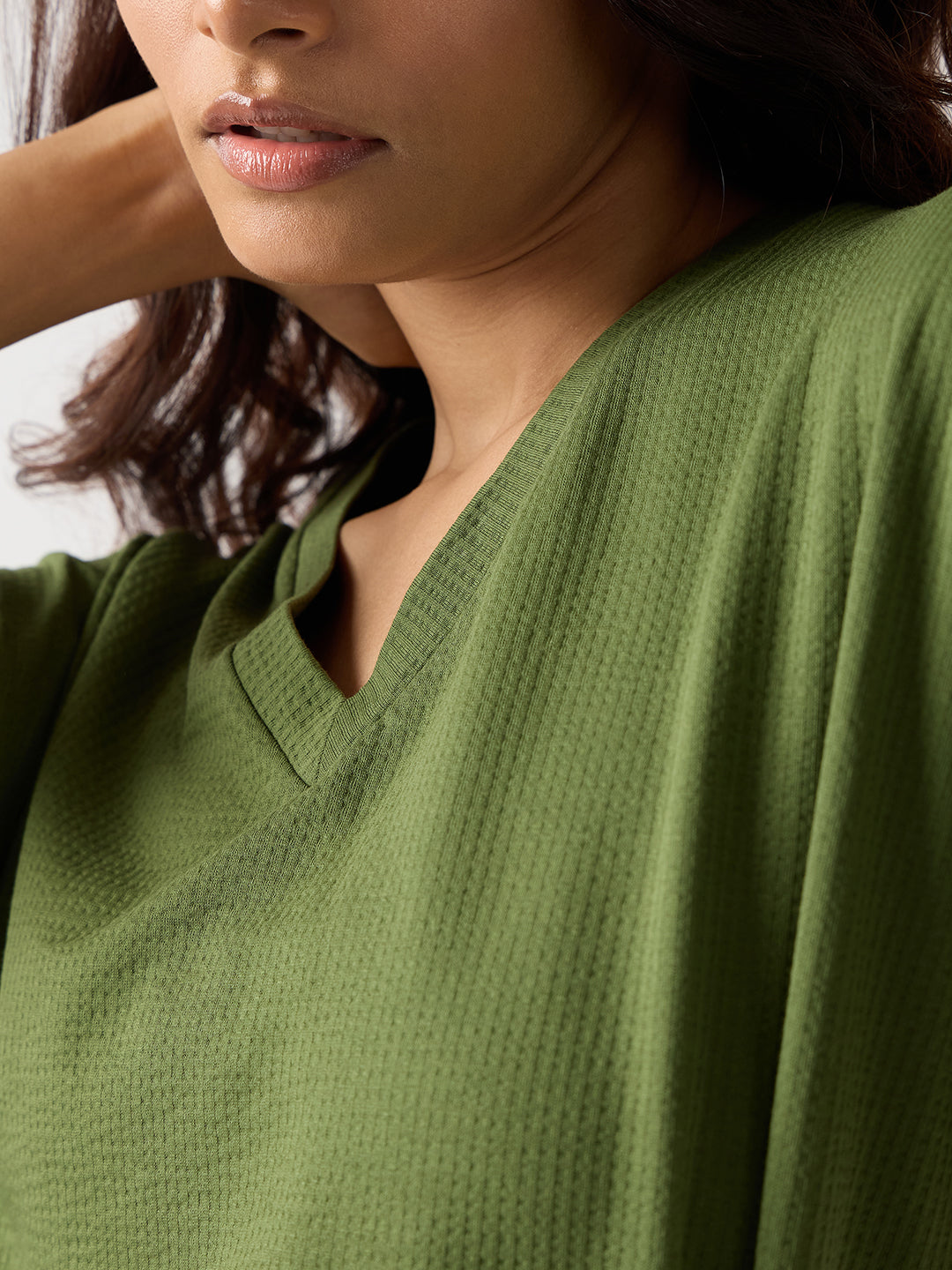 Green Seersucker Cotton Knit T-Shirt