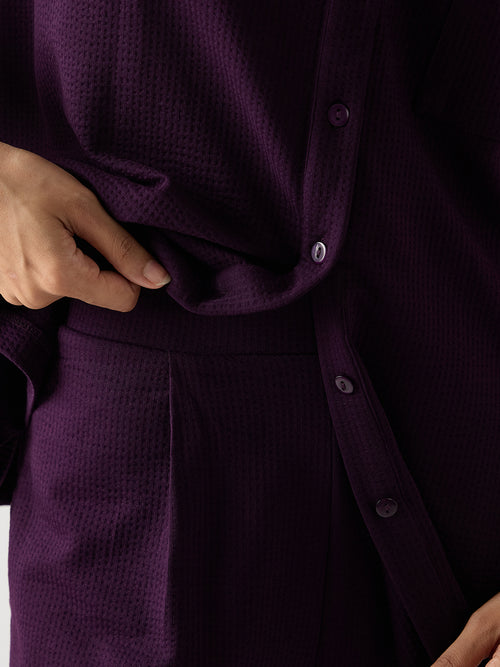 Purple Seersucker Cotton Knit Shirt