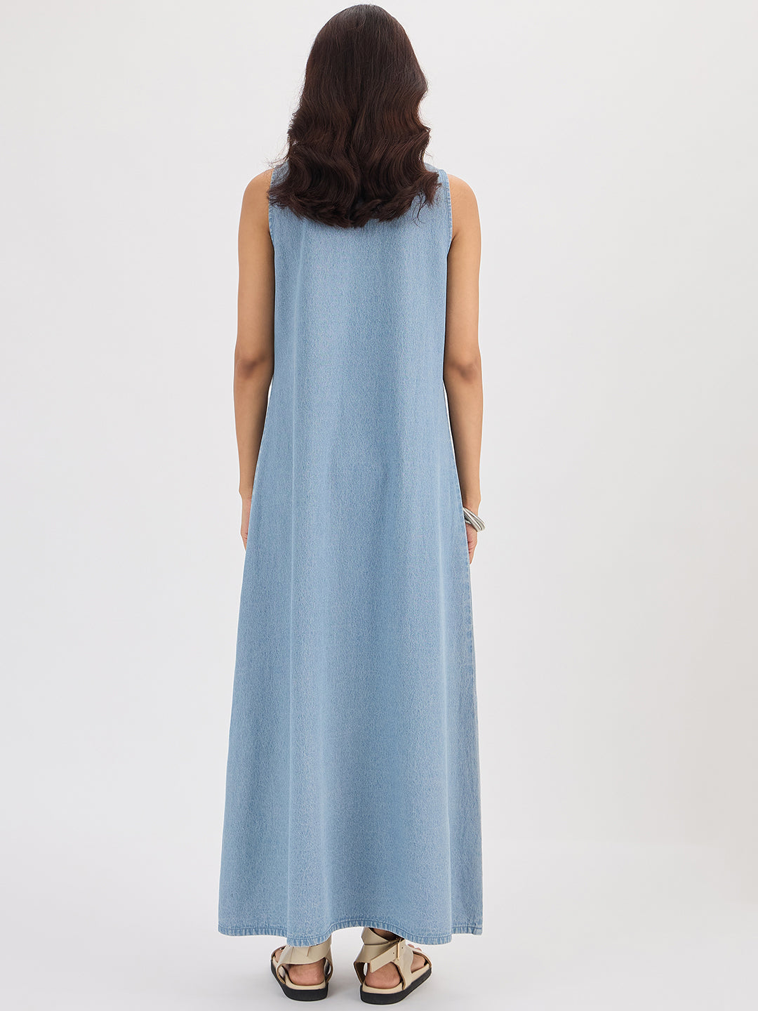 Light Blue Denim Maxi Dress
