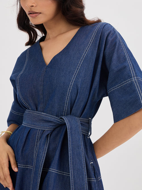 Navy Blue Denim Mini Dress