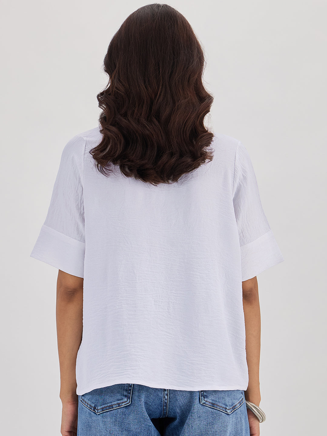 White Shawl Collar Top