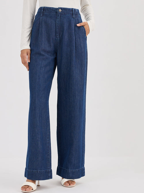 Navy Blue Denim Cargo Pants