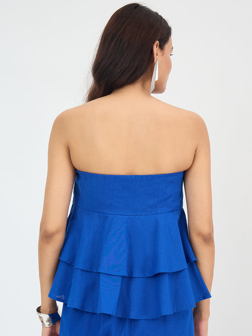 Royal Blue Cotton Layered Tube Top