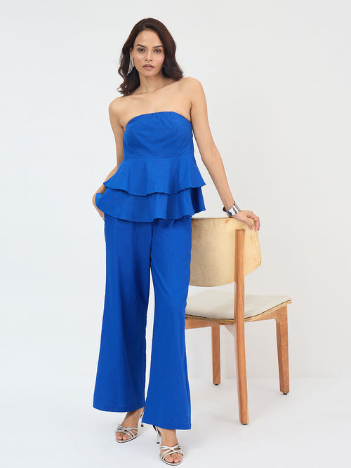 Royal Blue Cotton Straight Fit Pant