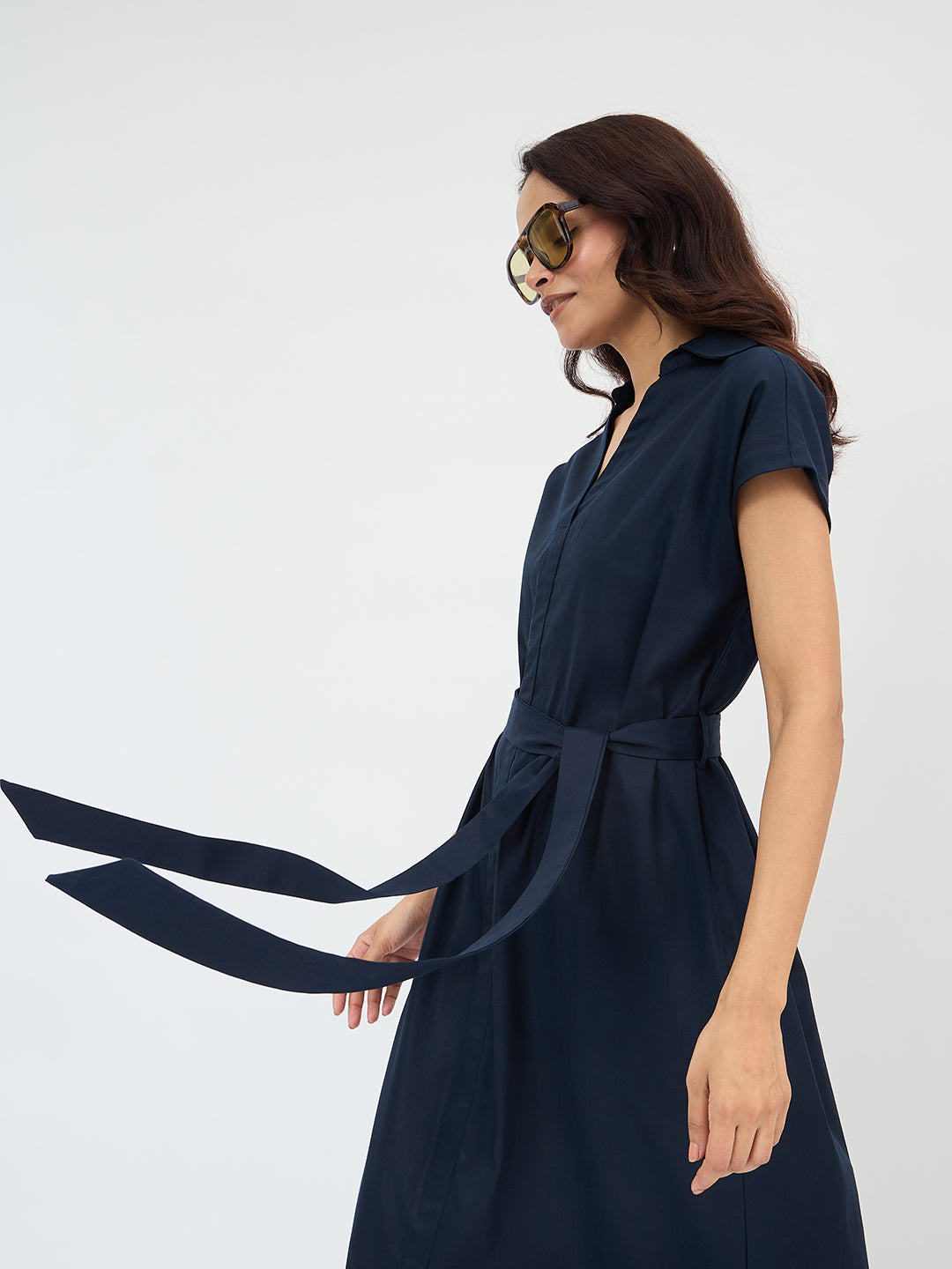 Navy Cotton Shirt Maxi Dress