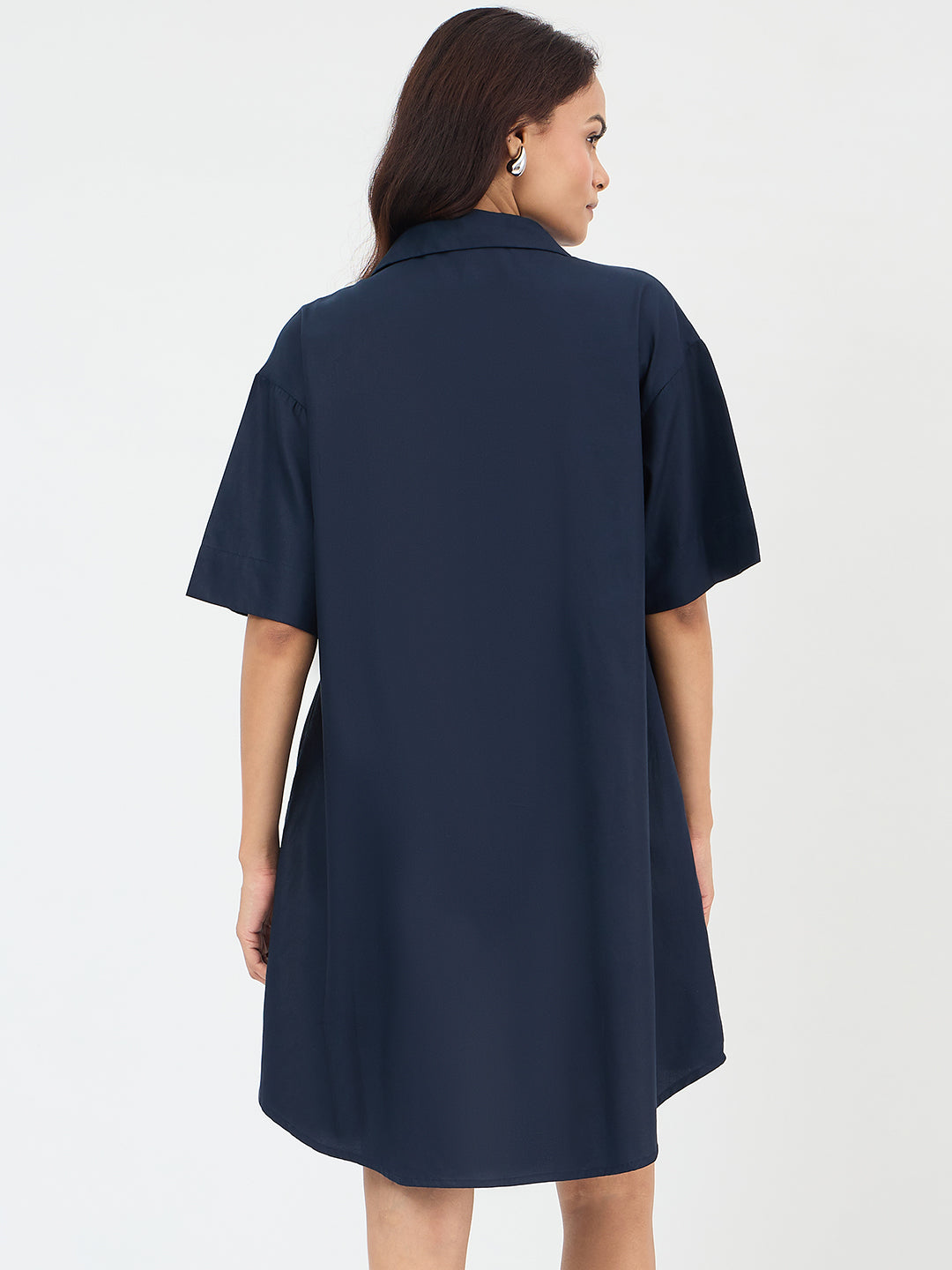 Navy Cotton Shirt Mini Dress