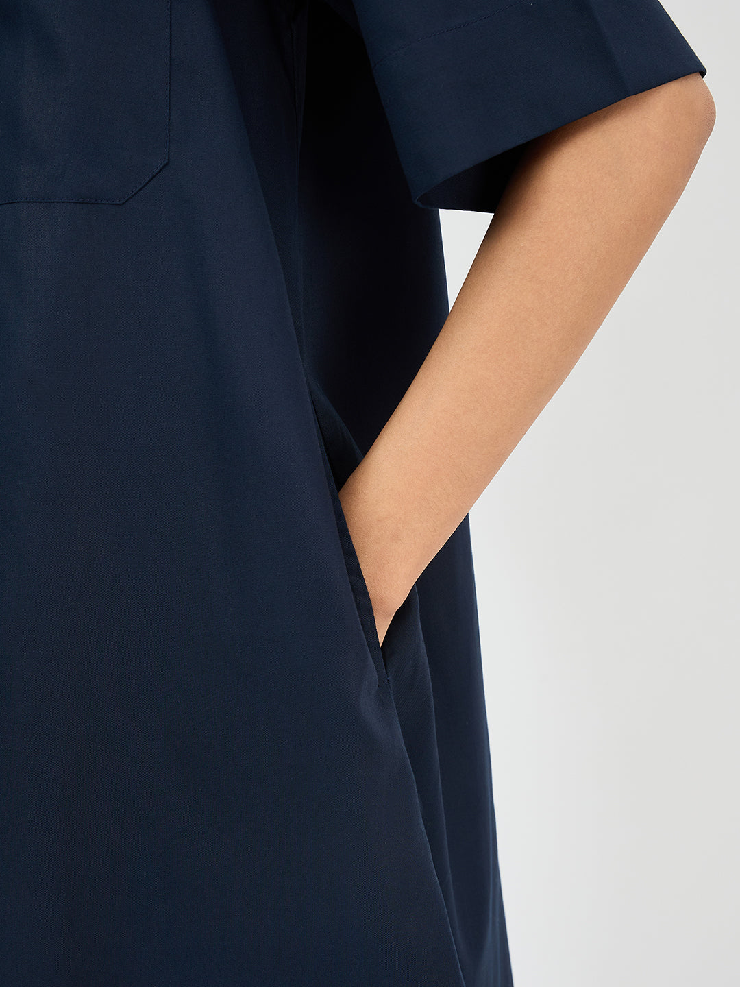 Navy Cotton Shirt Mini Dress