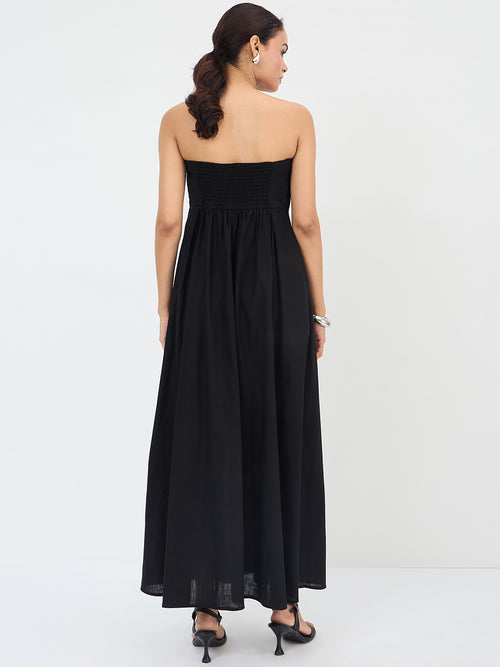 Black Cotton Tube Maxi Dress