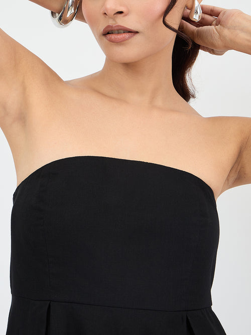 Black Cotton Tube Maxi Dress
