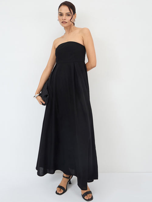 Black Cotton Tube Maxi Dress