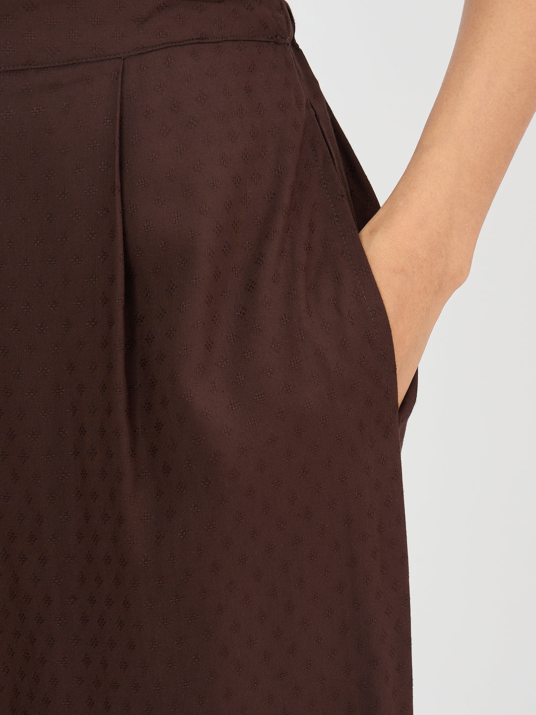 Coffee Brown Dobby Yoke Detail Co-Ord Set