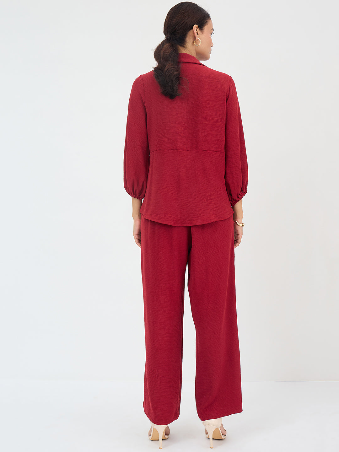 Maroon Front Twist Co-Ord Set