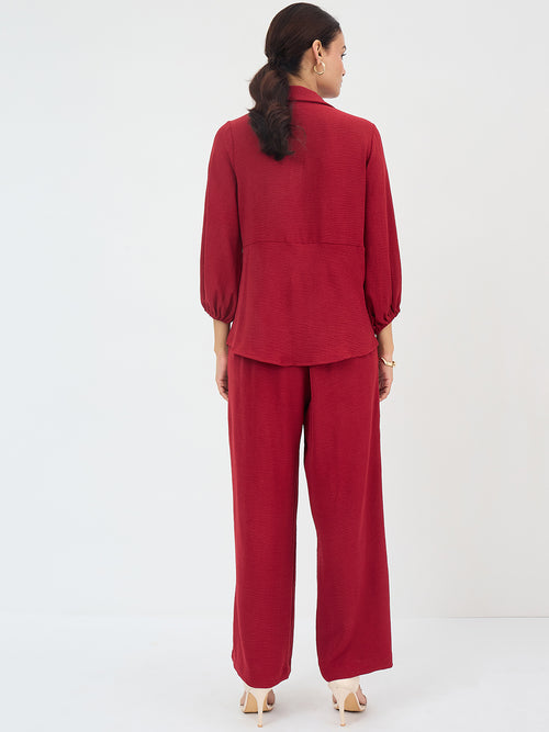 Maroon Front Twist Co-Ord Set