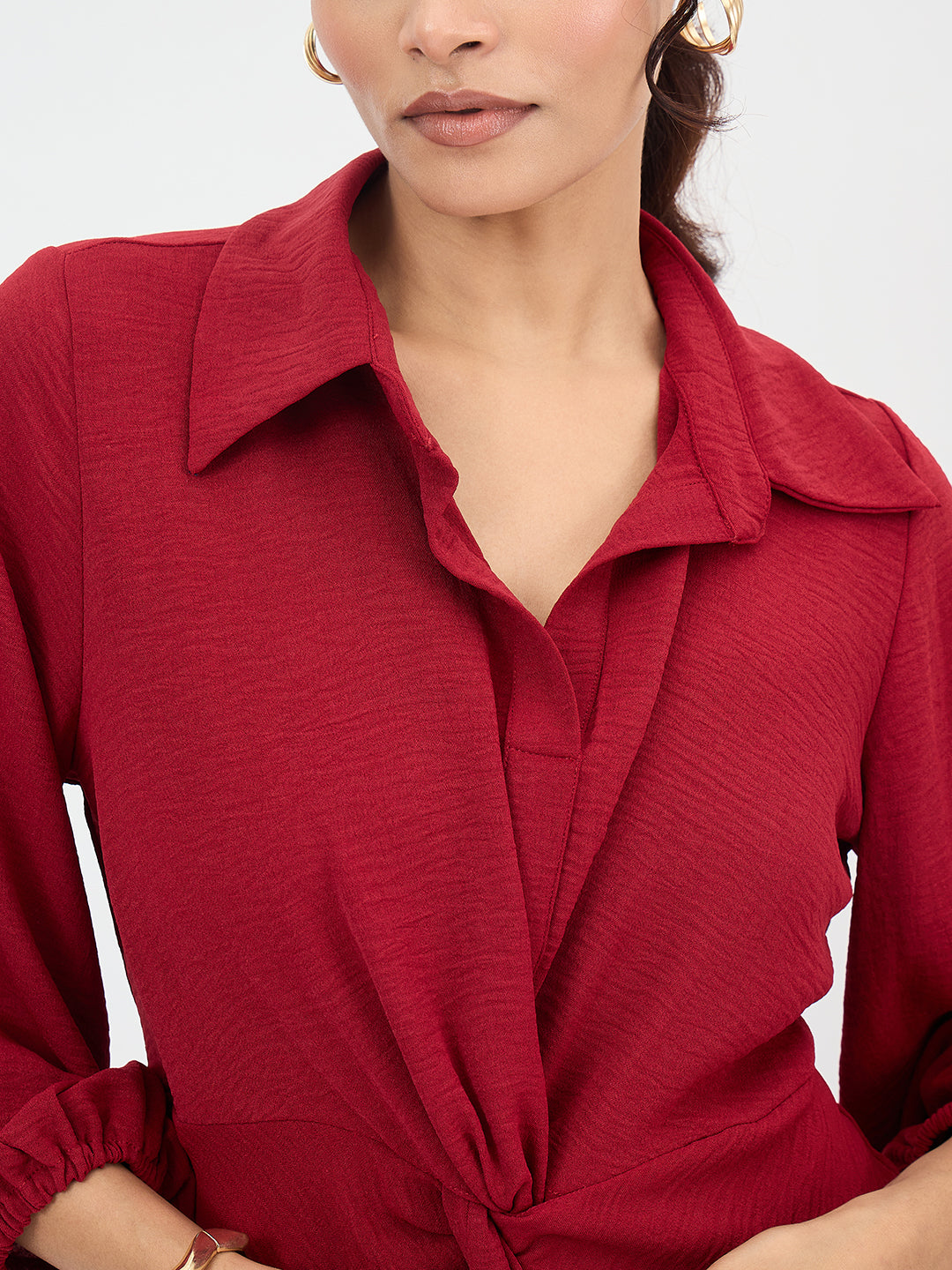 Maroon Front Twist Co-Ord Set