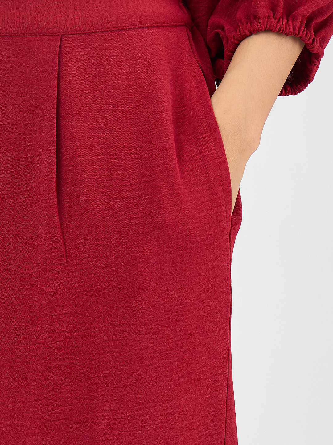 Maroon Front Twist Co-Ord Set