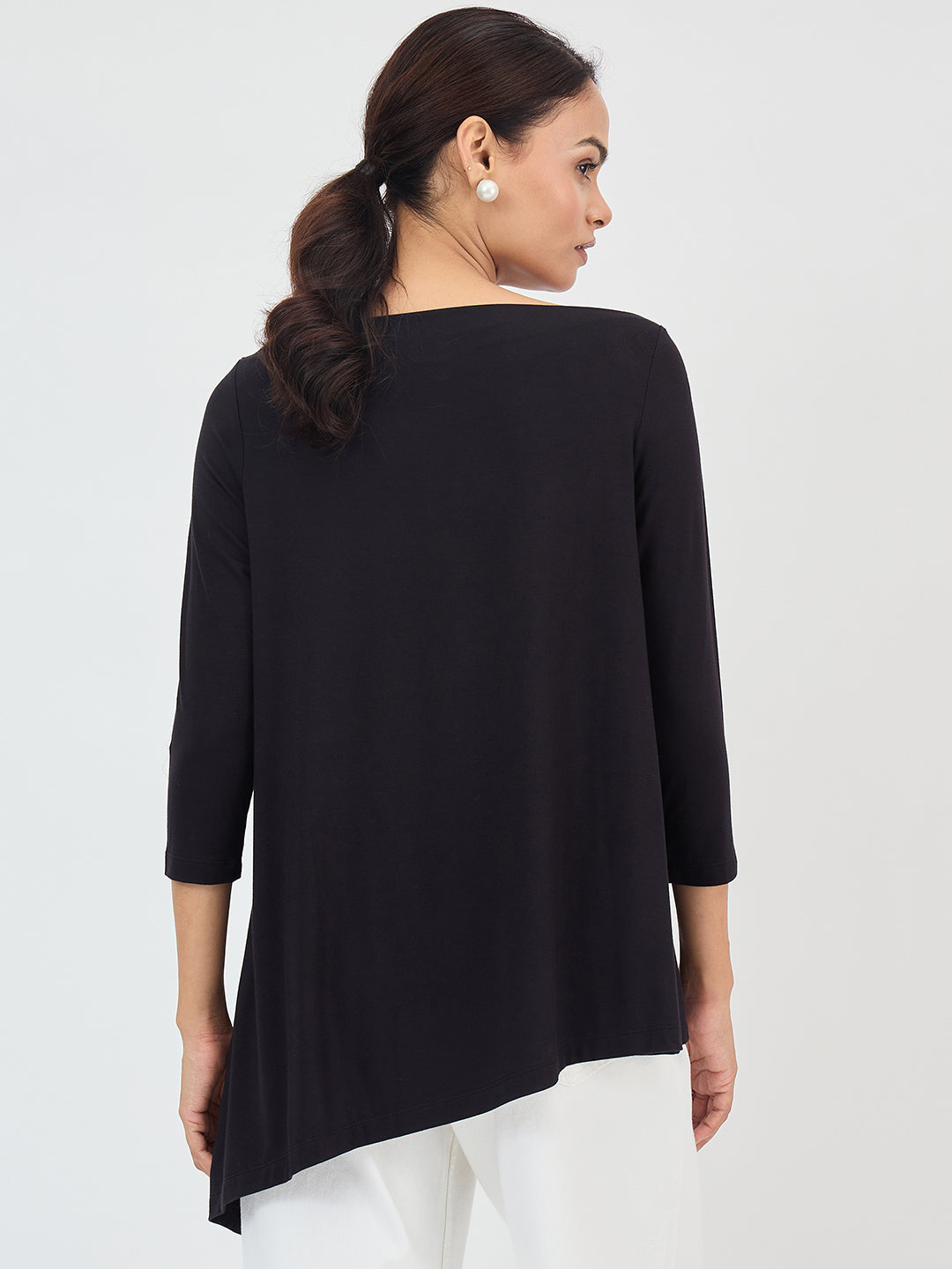 Black Asymmetric Hem Top