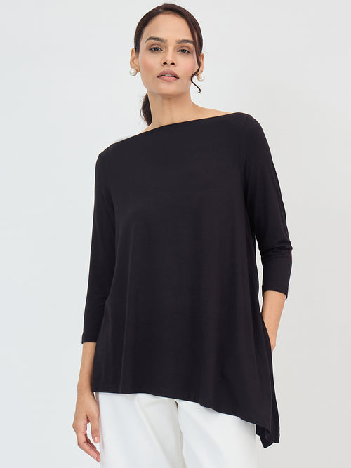 Black Asymmetric Hem Top