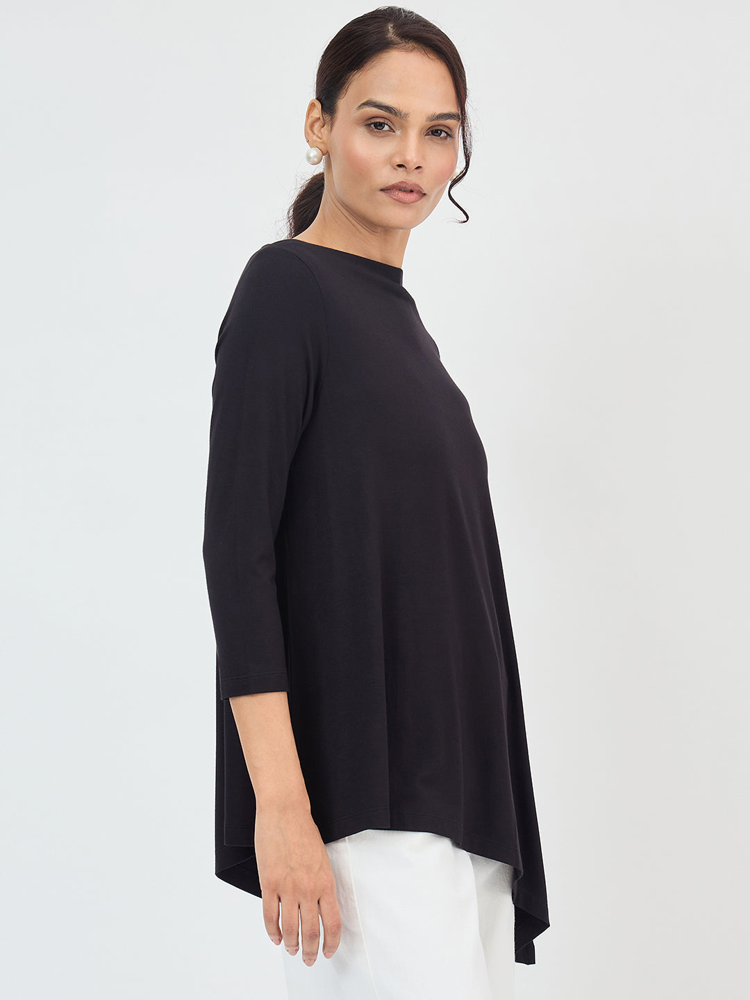 Black Asymmetric Hem Top