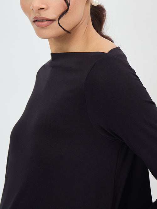 Black Asymmetric Hem Top