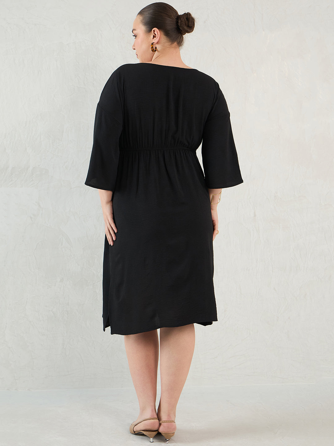 Black Knot Detail Midi Dress